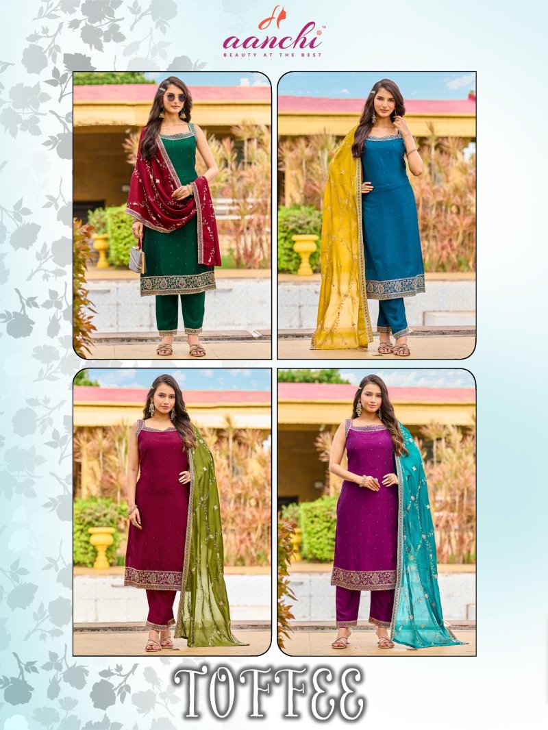 Toffee By Aanchi Vichitra Silk Speghetti Kurti With Bottom Dupatta